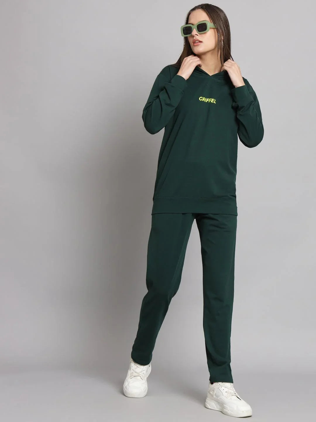 Green Hoodie Hoodie And Jogger Set For Women Griffel Women Solid
