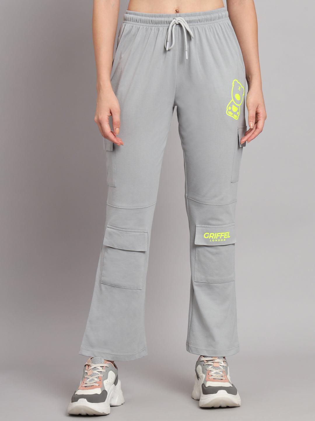 Griffel Women’s Front Teddy Logo 6 Pocket Steel Grey Trackpant - griffel