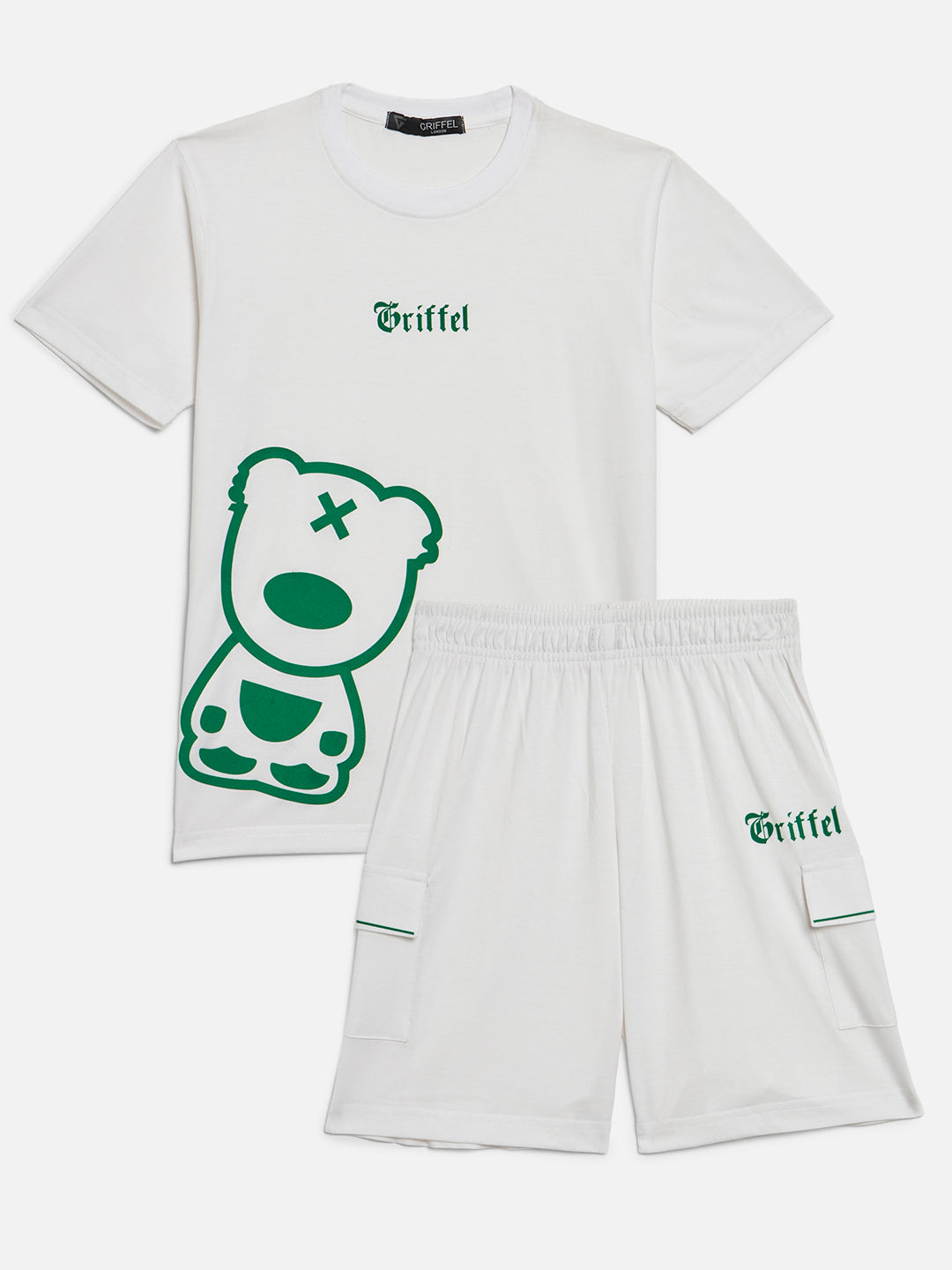 GRIFFEL Girls Kids White Co-Ord T-shirt and Short Set - griffel