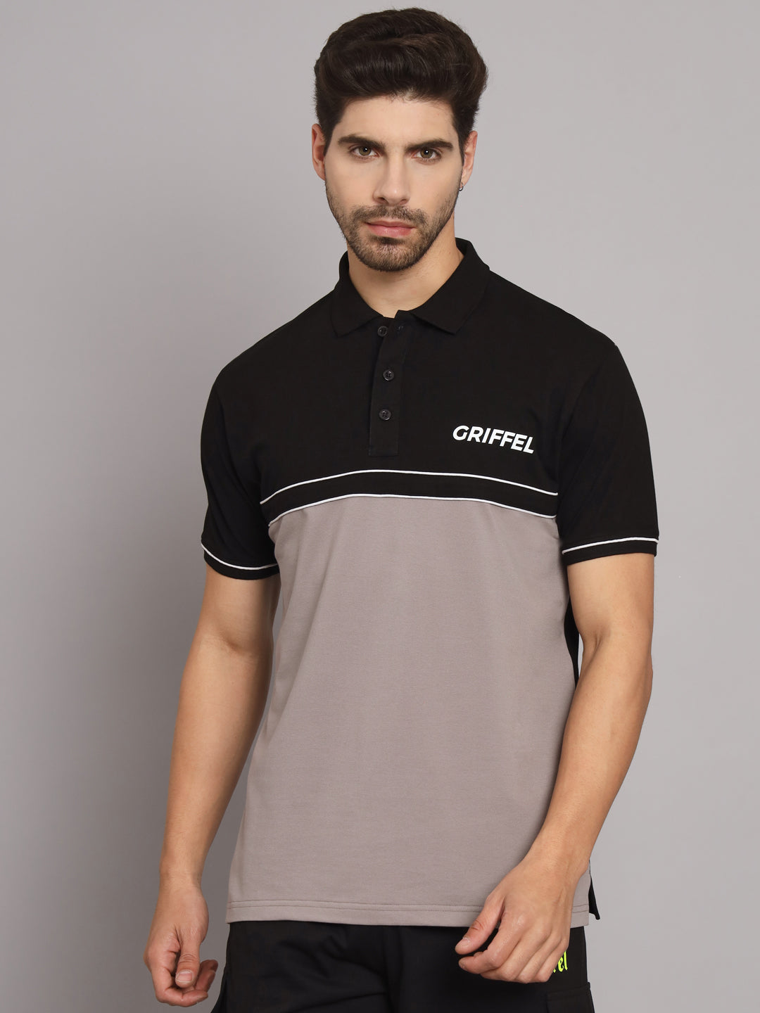 GRIFFEL Men's Beige Cotton Polo T-shirt - griffel