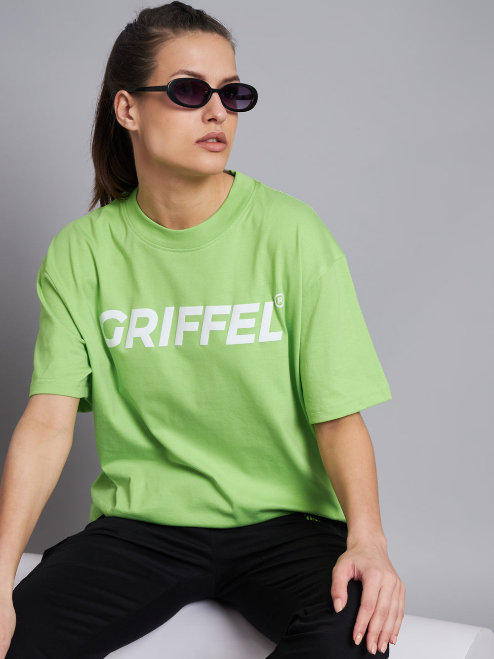 GRIFFEL Women Neon Parrot Printed Oversized Loose fit T-shirt and Trackpant Set - griffel