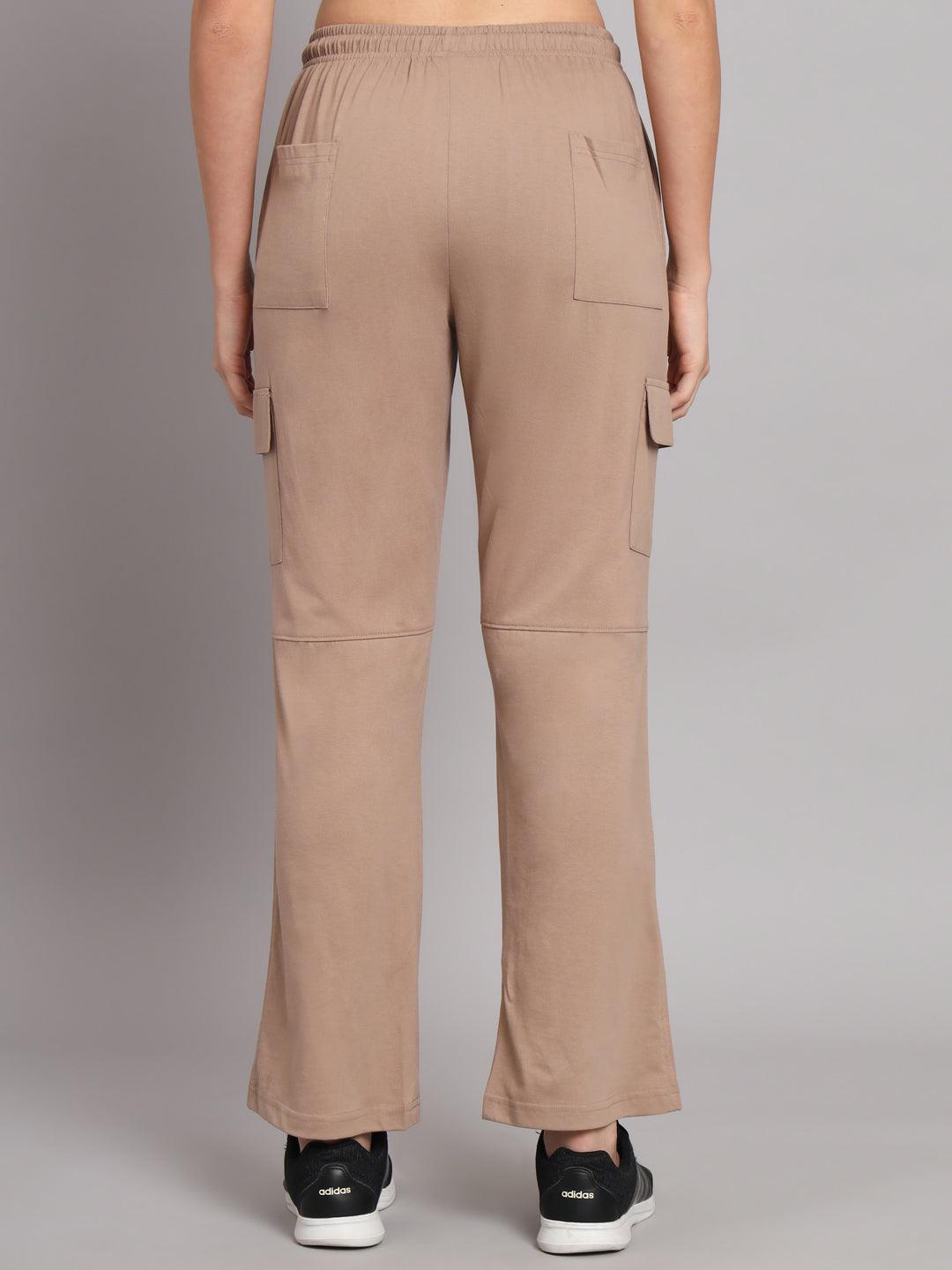 Griffel Women’s Front Teddy Logo 6 Pocket Camel Browm Trackpant - griffel