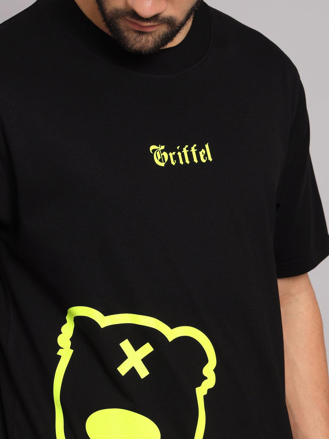 GRIFFEL Men Black Neon Teddy Oversized T-shirt - griffel