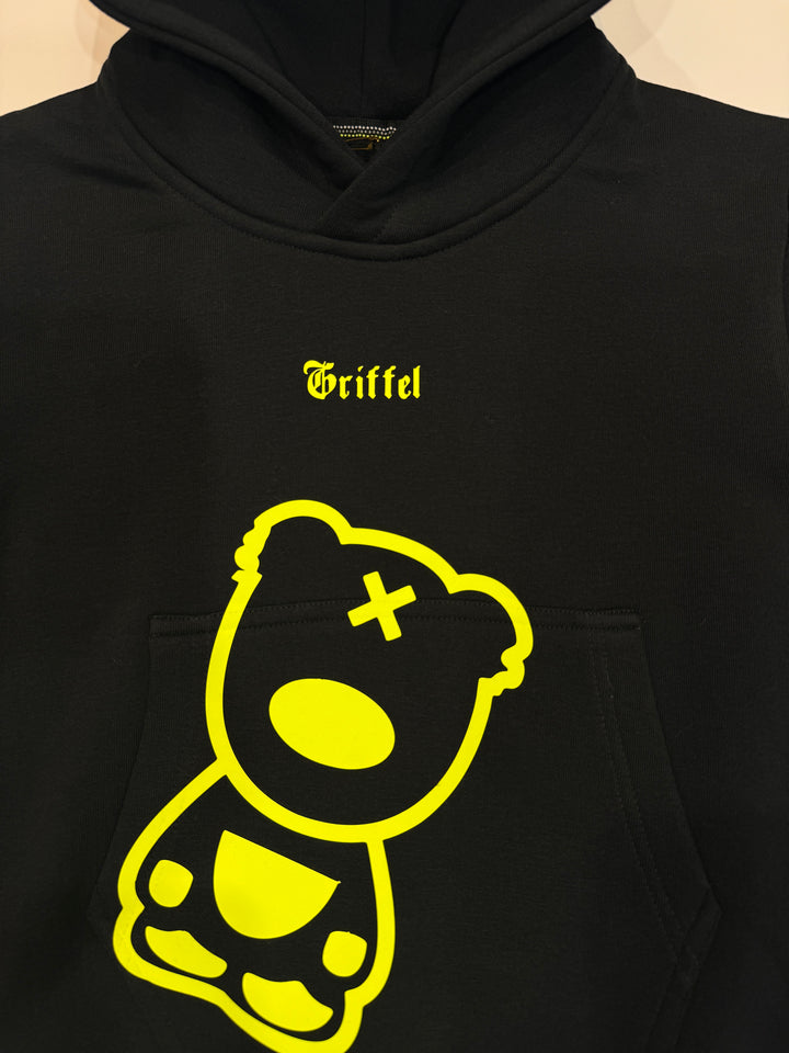 GRIFFEL Girls Kids Black TEDDY Print Co-Ord Tracksuit - griffel