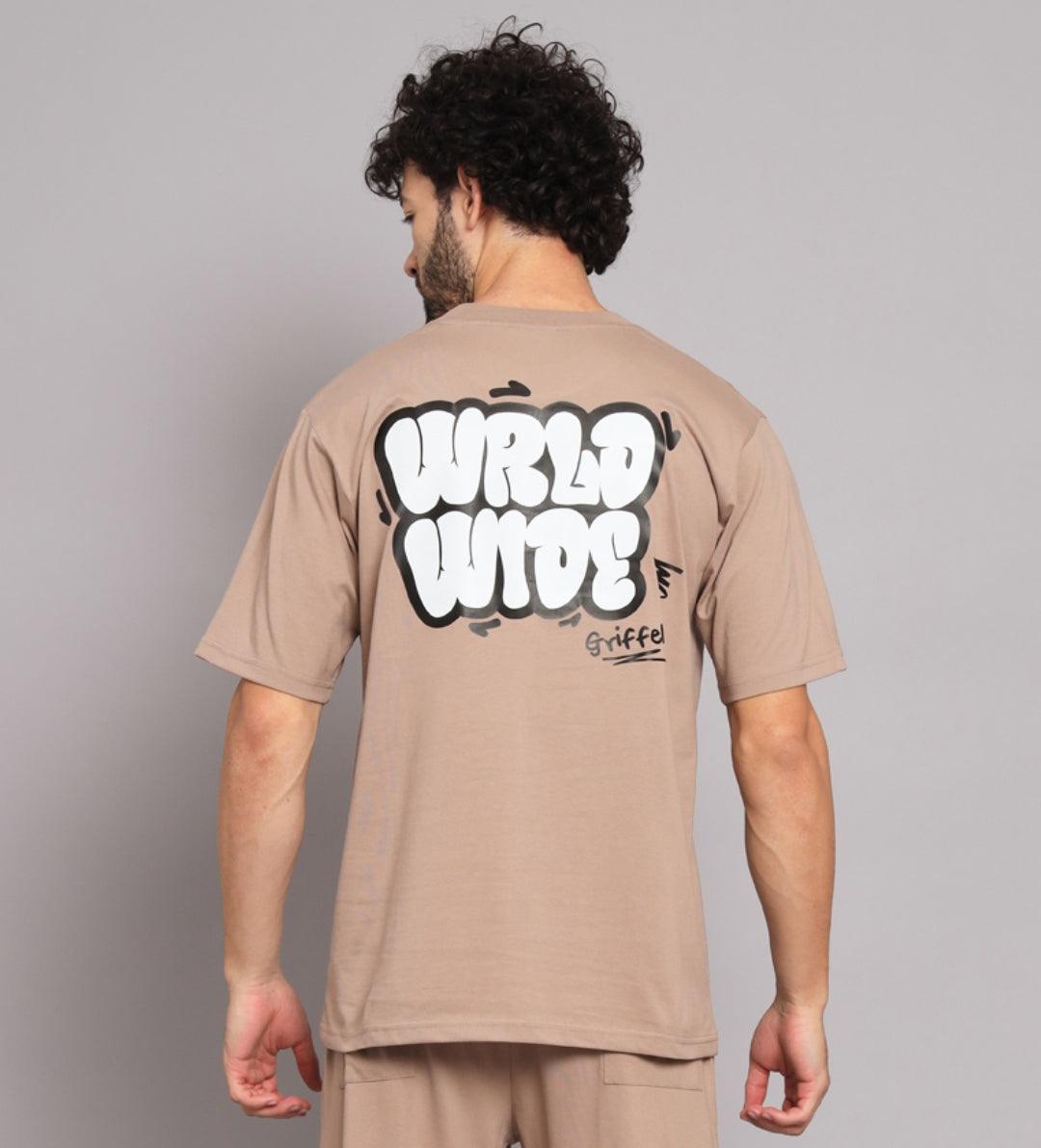 GRIFFEL Men Camel WORLDWIDE Oversized T-shirt - griffel
