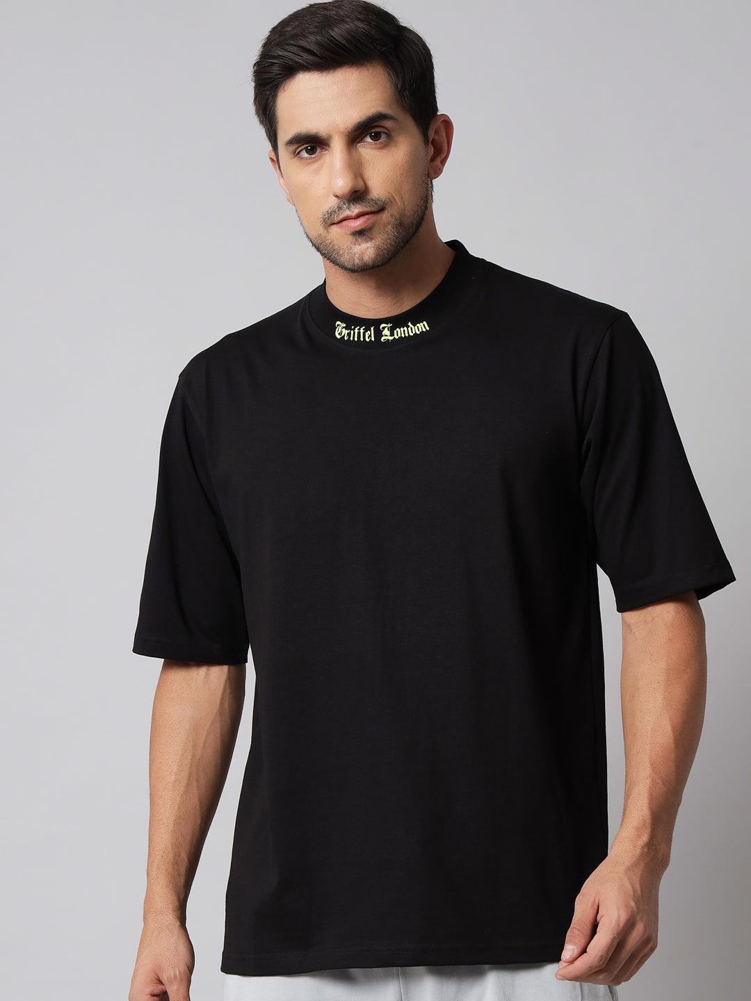 GRIFFEL Men Placement Print Black Regular fit T-shirt - griffel