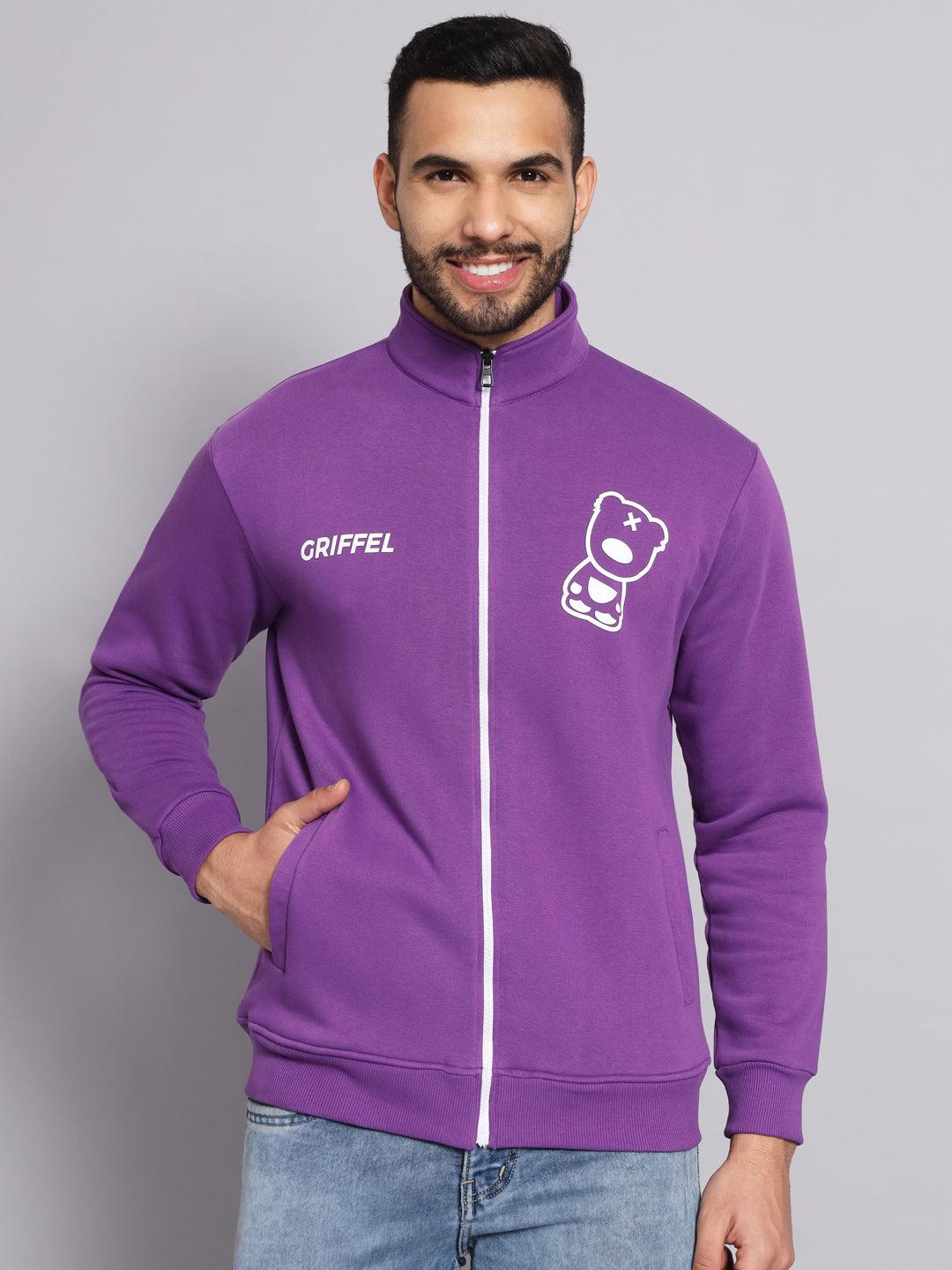 Griffel Men's Cotton Fleece Zipper Sweatshirt with Long Sleeve and Front Logo Print - griffel