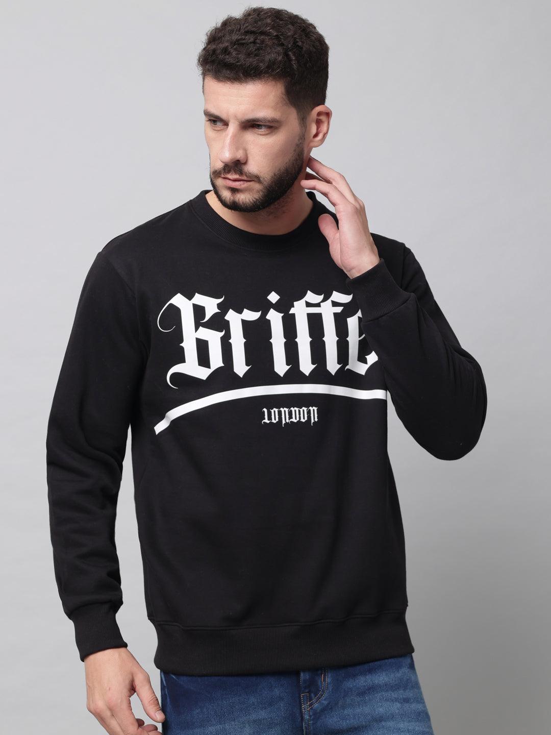 Griffel Men's Cotton Fleece Round Neck Sweatshirt with Full Sleeve and Front Print - griffel