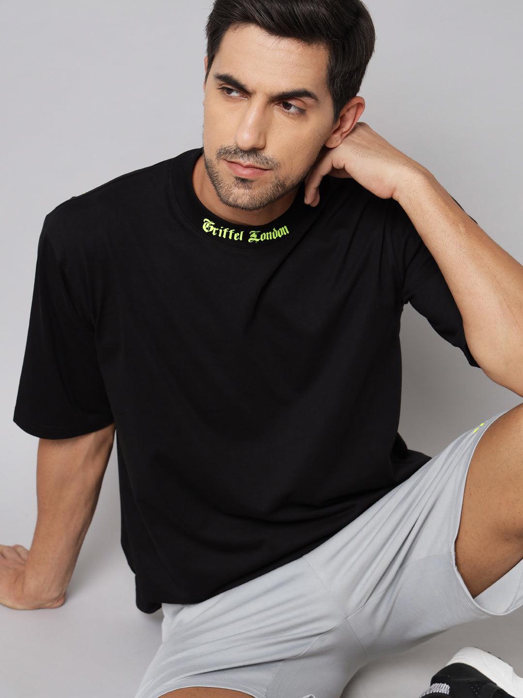 GRIFFEL Men Placement Print Black Regular fit T-shirt - griffel