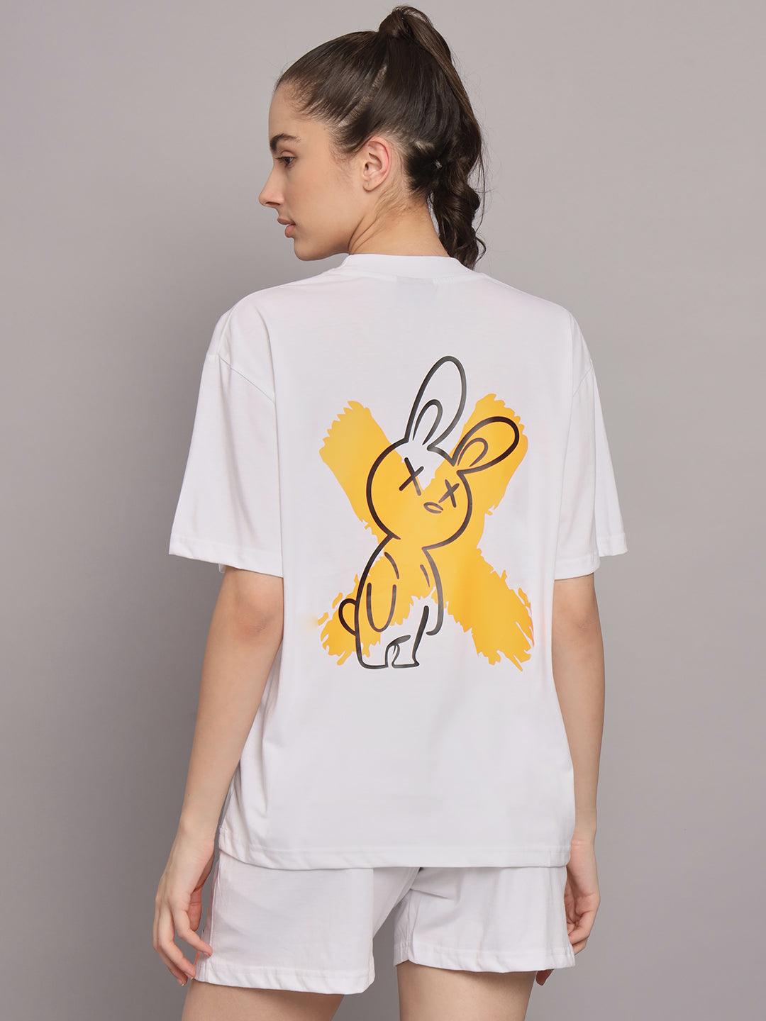GRIFFEL Women Printed Loose fit White T-shirt - griffel