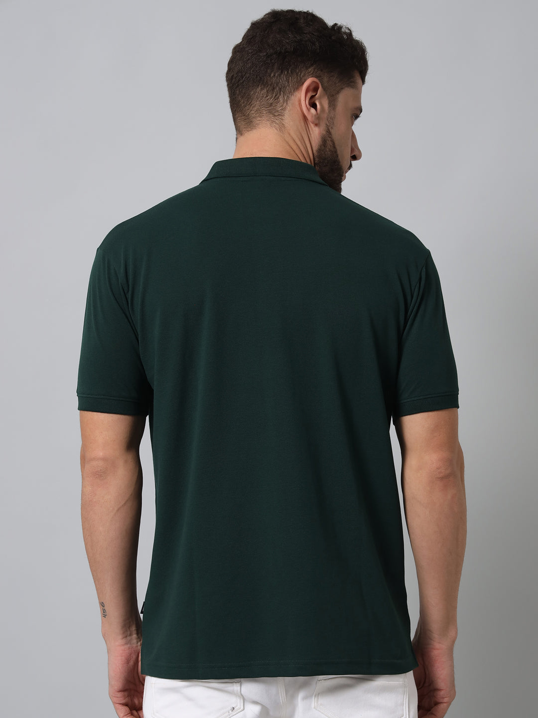 GRIFFEL Men's Bottle Green Cotton Polo T-shirt - griffel
