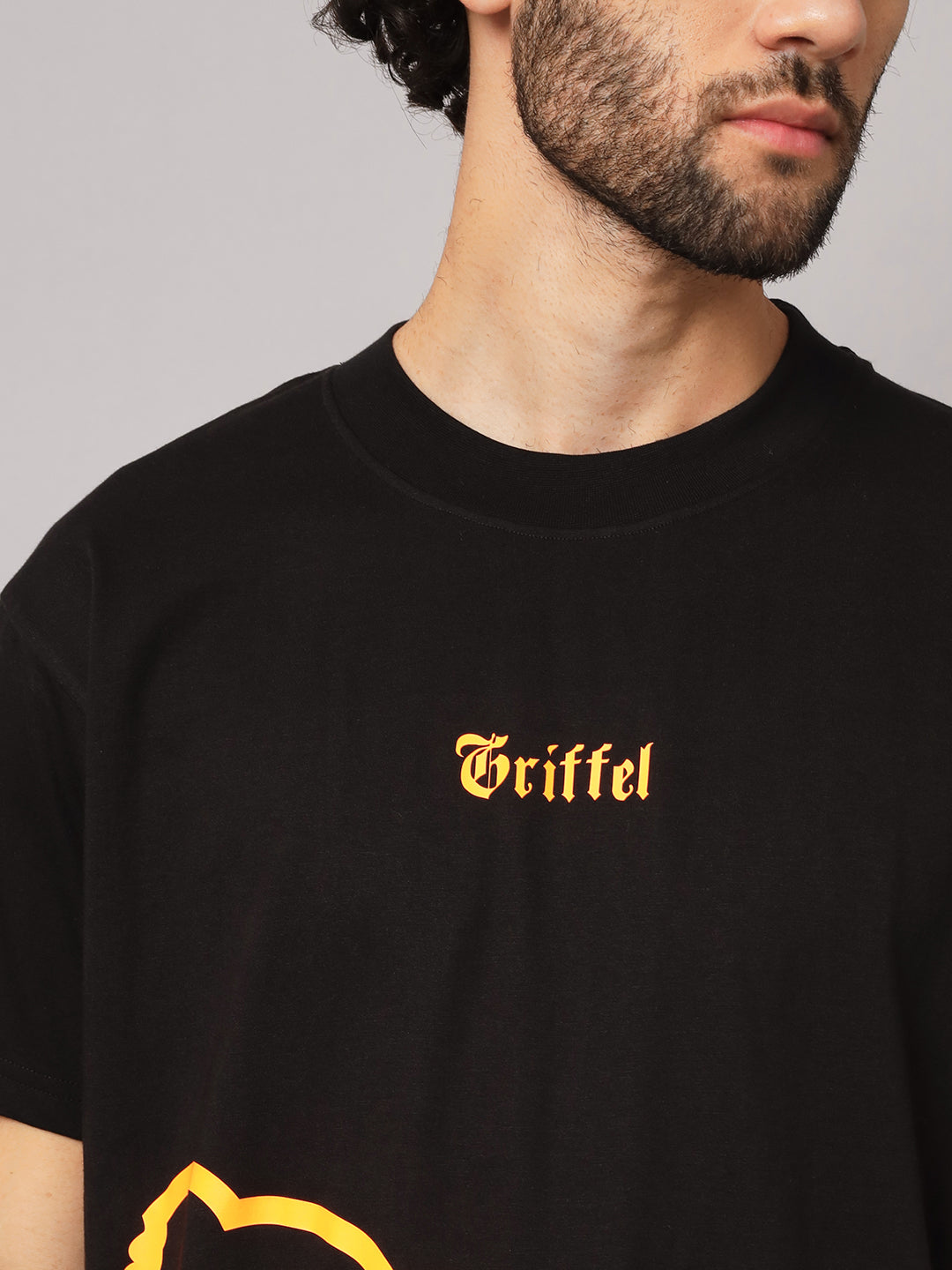 GRIFFEL Men Printed Black Teddy oversized T-shirt - griffel
