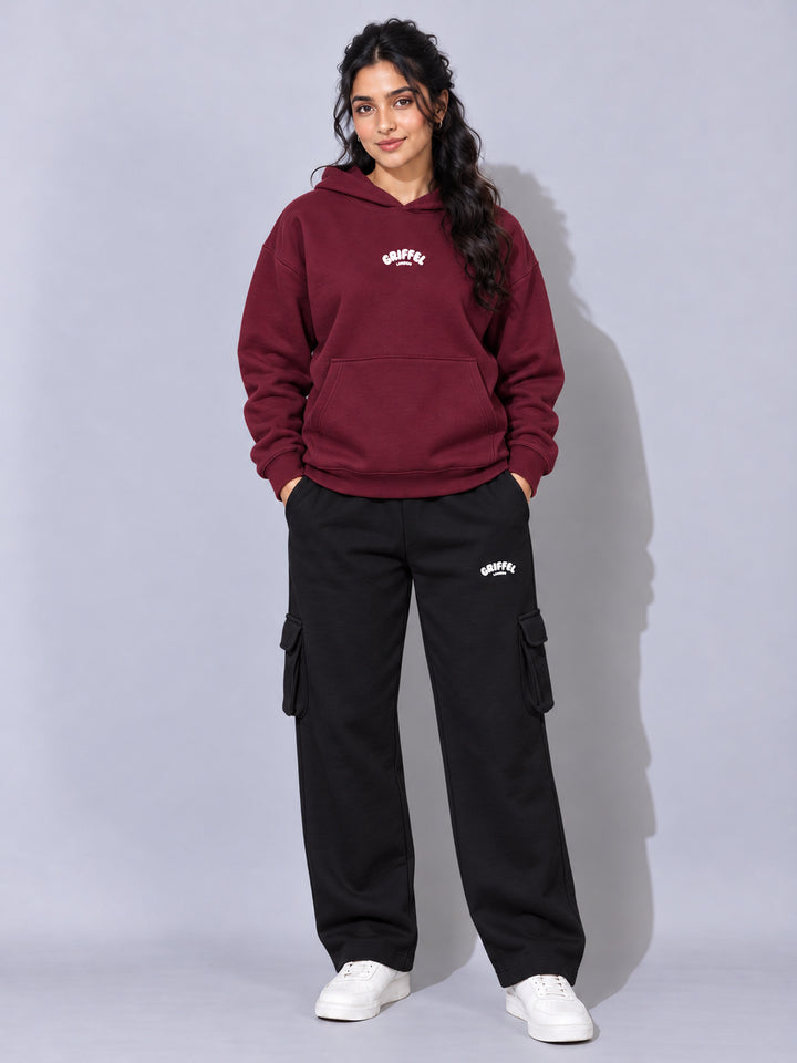 REBORN LOGO Cotton Fleece  Oversized Hoodie  For Women