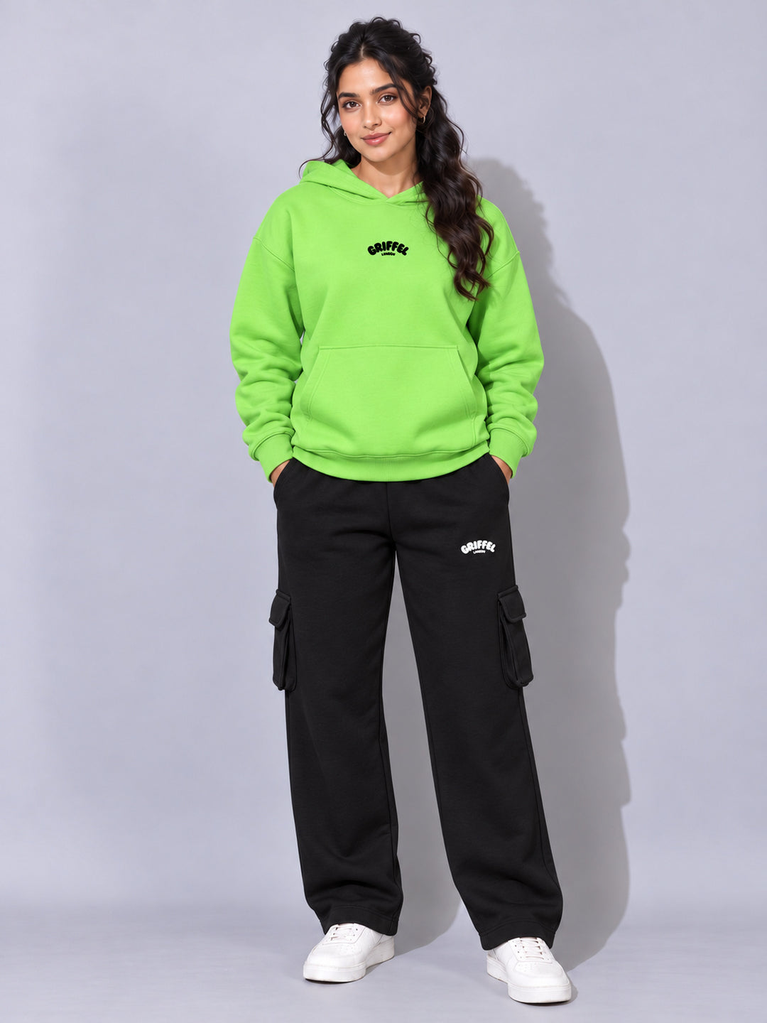 REBORN LOGO Cotton Fleece  Oversized Hoodie  For Women