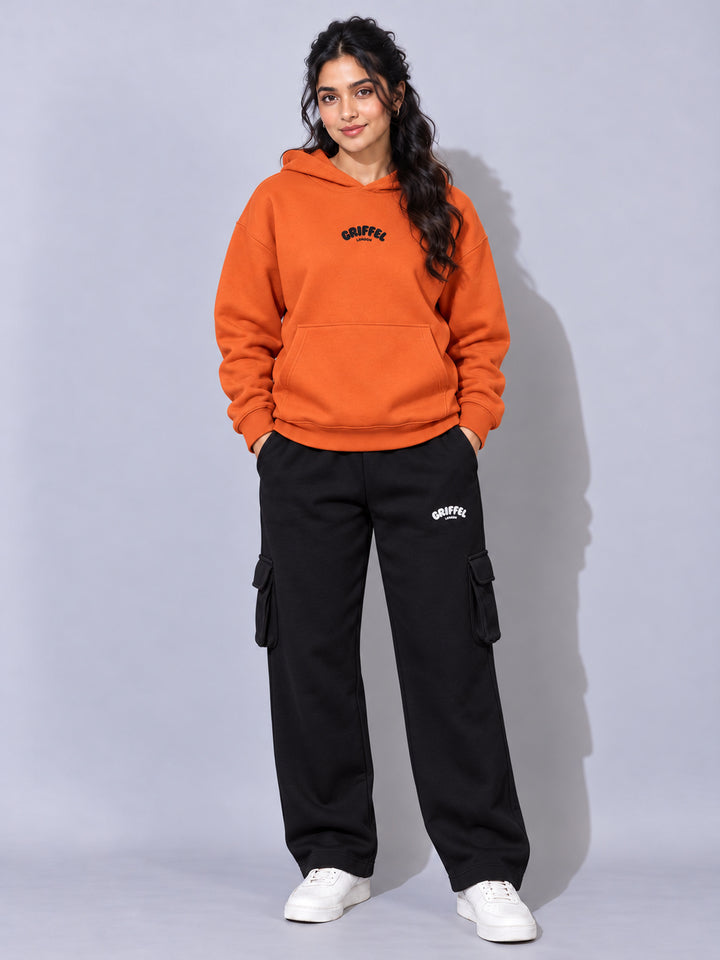 REBORN LOGO Cotton Fleece  Oversized Hoodie  For Women