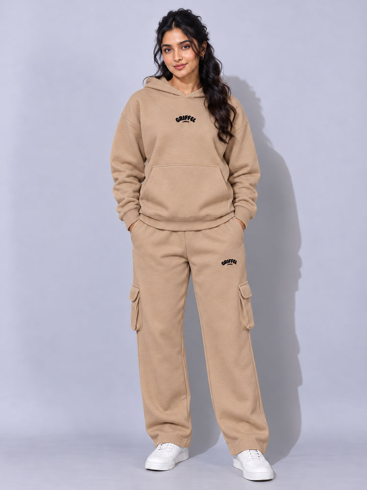 REBORN LOGO Cotton Fleece  Oversized Hoodie  For Women