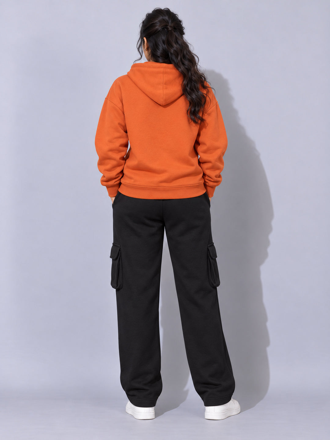 REBORN LOGO Cotton Fleece  Oversized Hoodie Tracksuit  For Women
