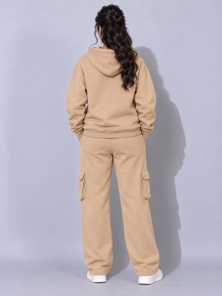 REBORN LOGO Cotton Fleece  Oversized Hoodie Tracksuit  For Women