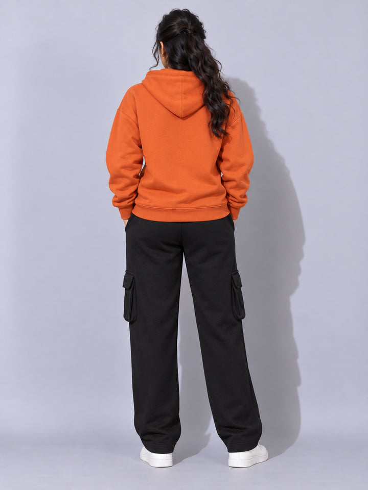 REBORN LOGO Cotton Fleece  Oversized Hoodie  For Women