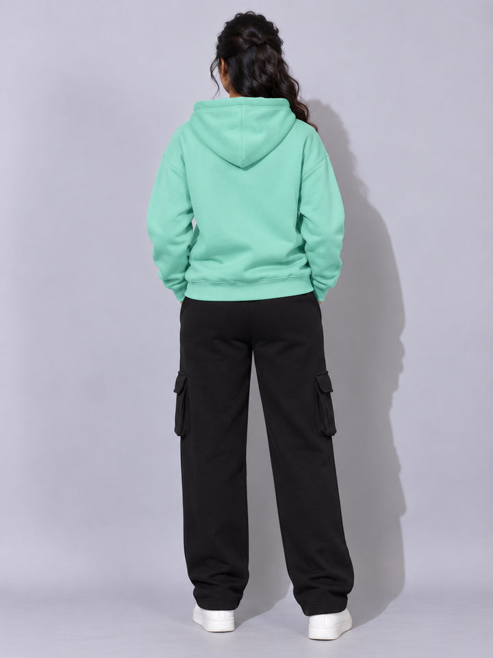 REBORN LOGO Cotton Fleece  Oversized Hoodie  For Women