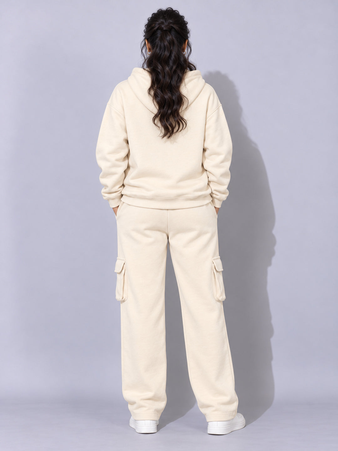 REBORN LOGO Cotton Fleece  Oversized Hoodie Tracksuit  For Women