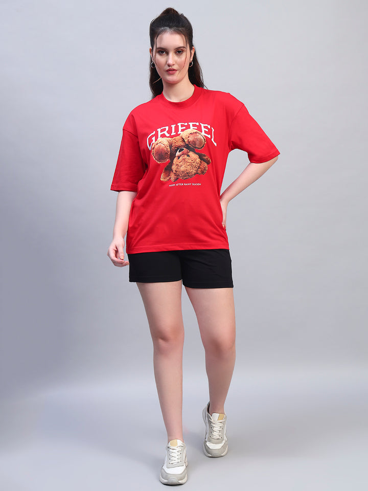 Upside down Teddy Oversized T-shirt Red Combo 🧸