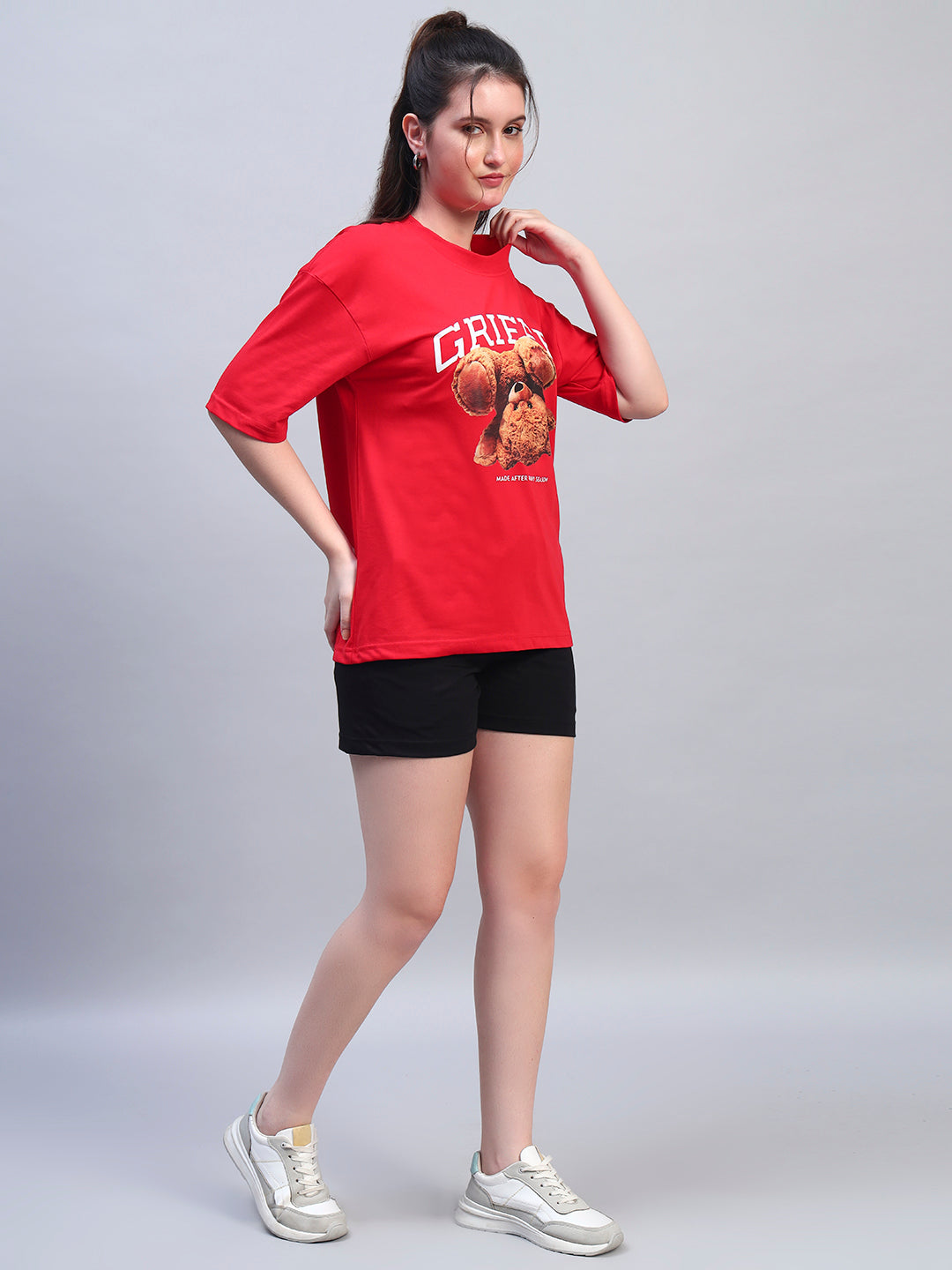 Upside down Teddy Oversized T-shirt Red Combo 🧸