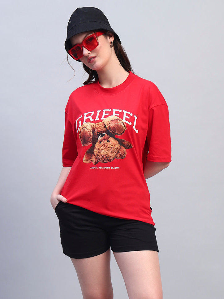 Upside down Teddy Oversized T-shirt Red Combo 🧸