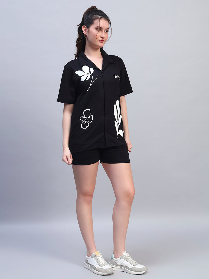 WHITE FLOWERS SHIRT CO-ORD SET