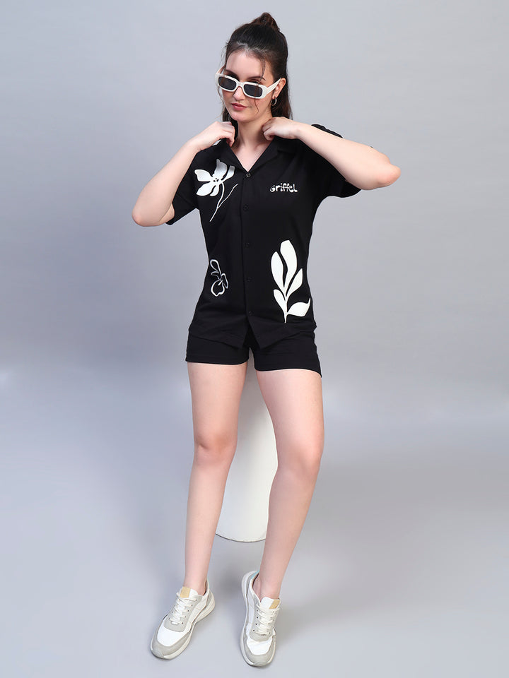 WHITE FLOWERS SHIRT CO-ORD SET