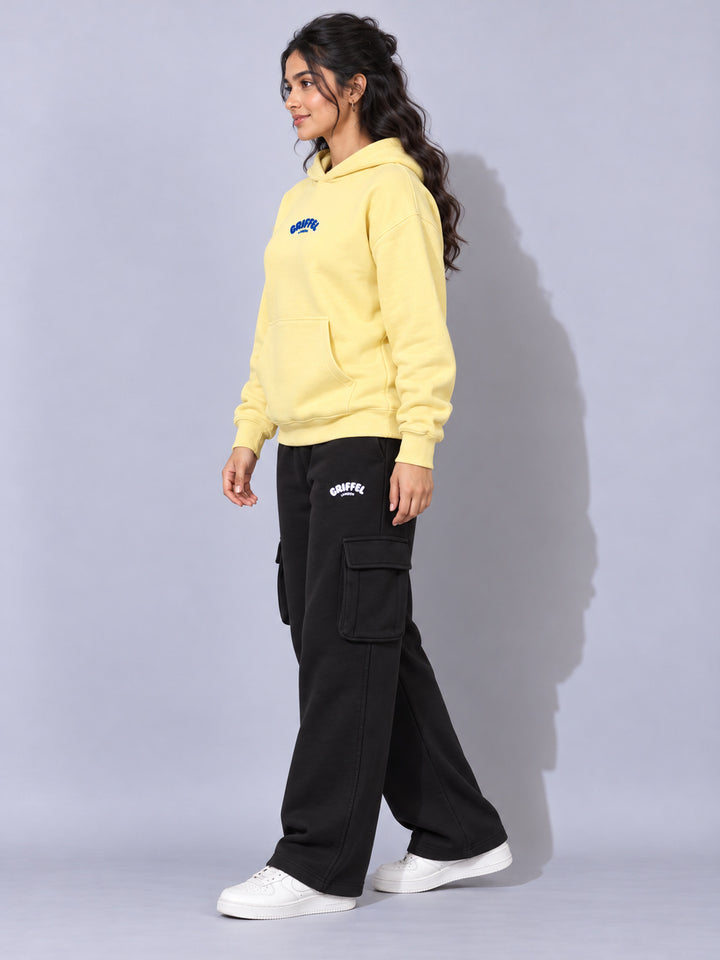 REBORN LOGO Cotton Fleece  Oversized Hoodie Tracksuit  For Women