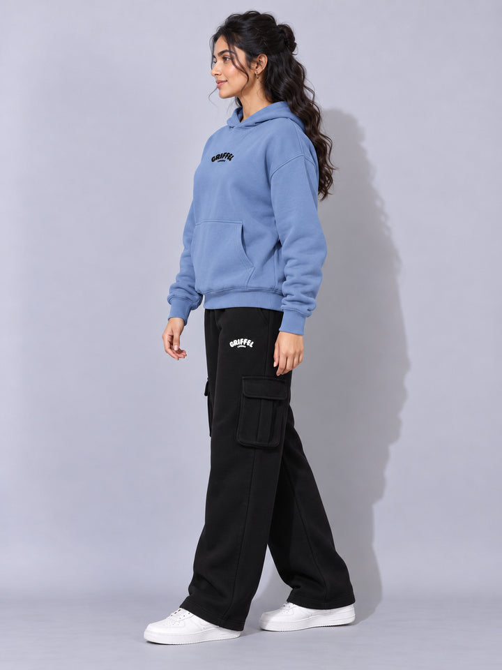REBORN LOGO Cotton Fleece  Oversized Hoodie  For Women