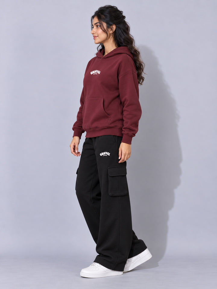 REBORN LOGO Cotton Fleece  Oversized Hoodie  For Women