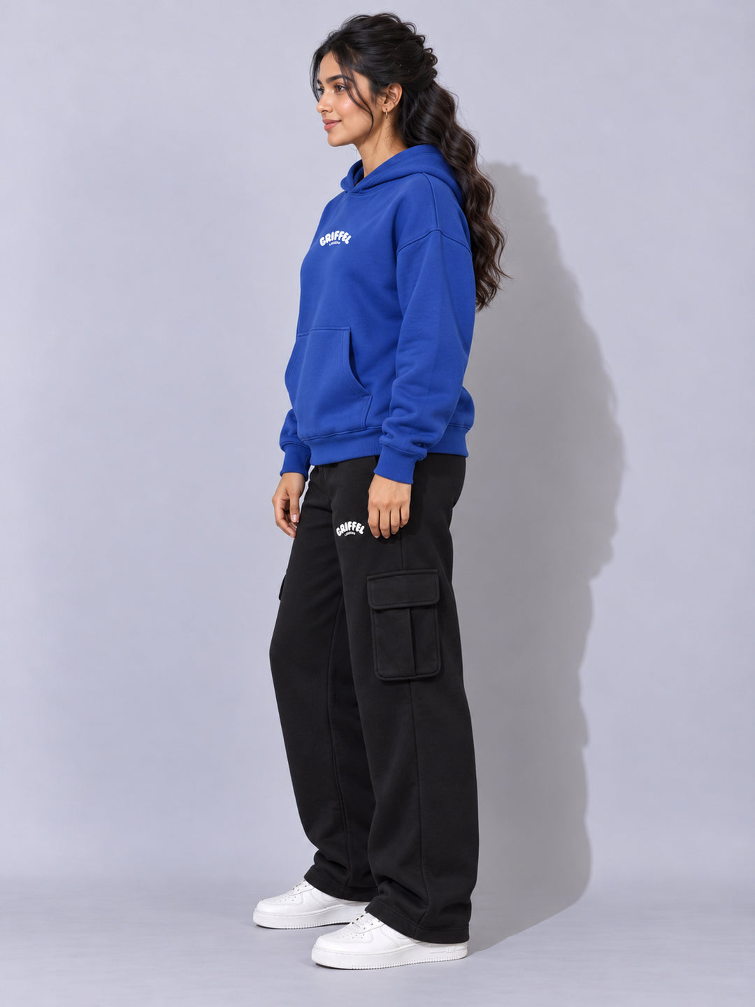 REBORN LOGO Cotton Fleece  Oversized Hoodie  For Women