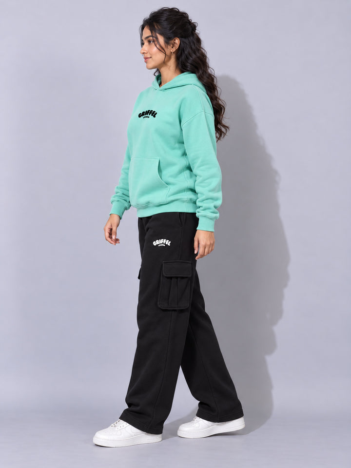 REBORN LOGO Cotton Fleece  Oversized Hoodie  For Women