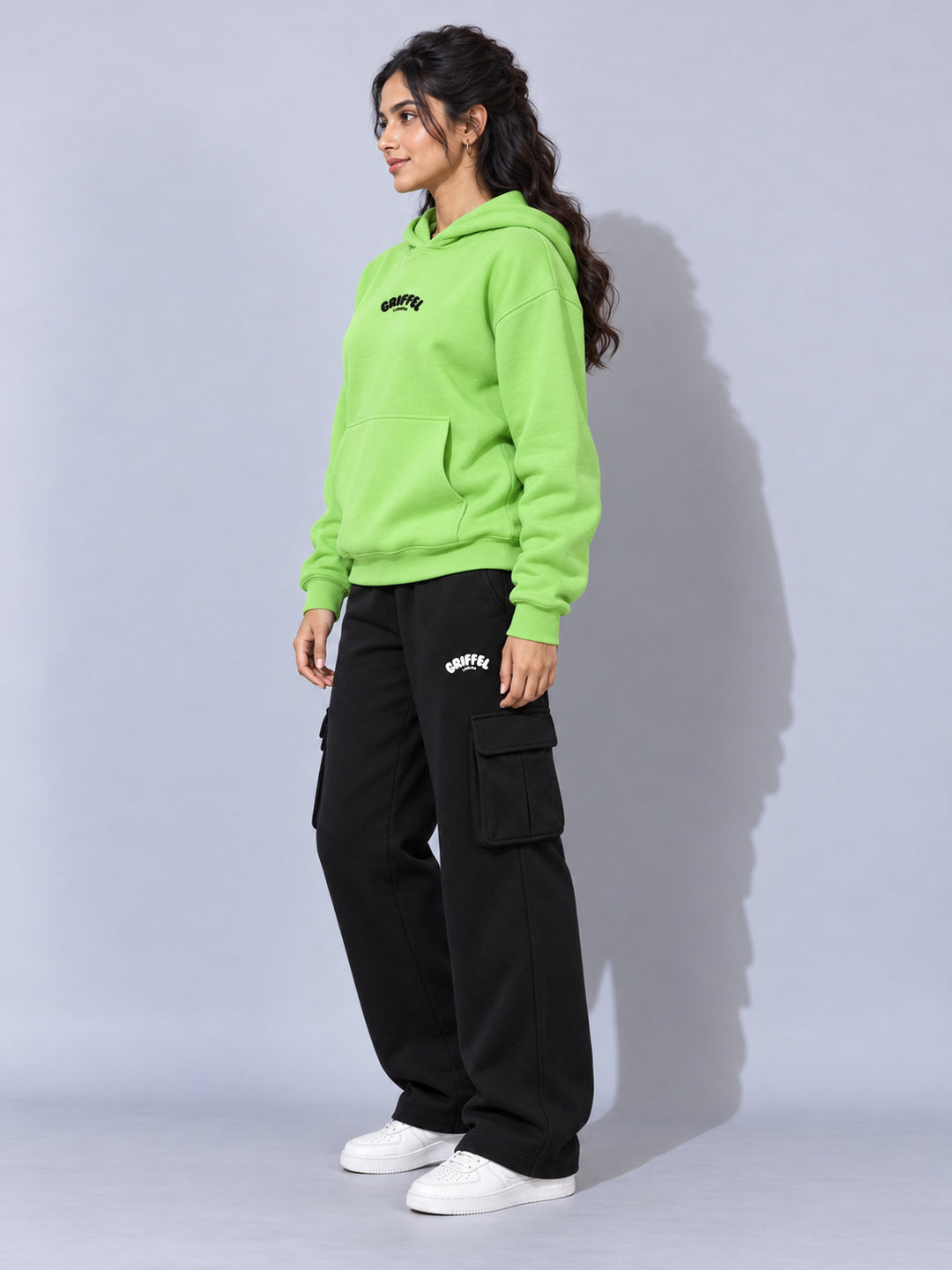 REBORN LOGO Cotton Fleece  Oversized Hoodie  For Women