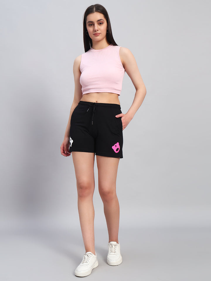 PINK WHITE TEDDY SHORTS