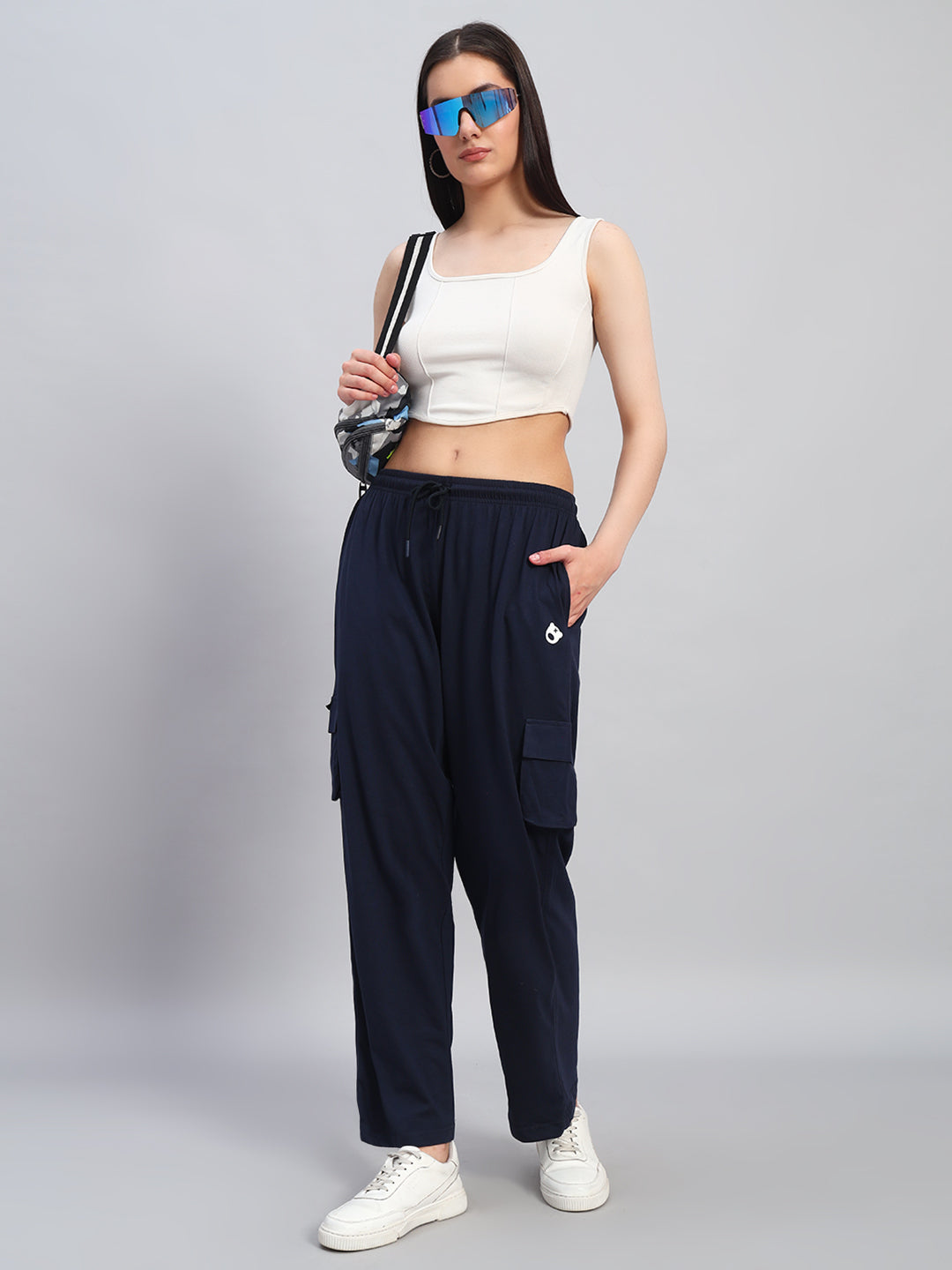 WHITE TEDDY LOGO BOX POCKET TROUSER