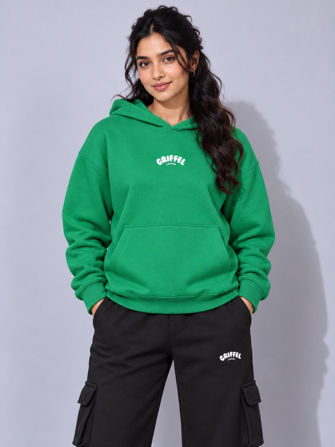 REBORN LOGO Cotton Fleece  Oversized Hoodie  For Women