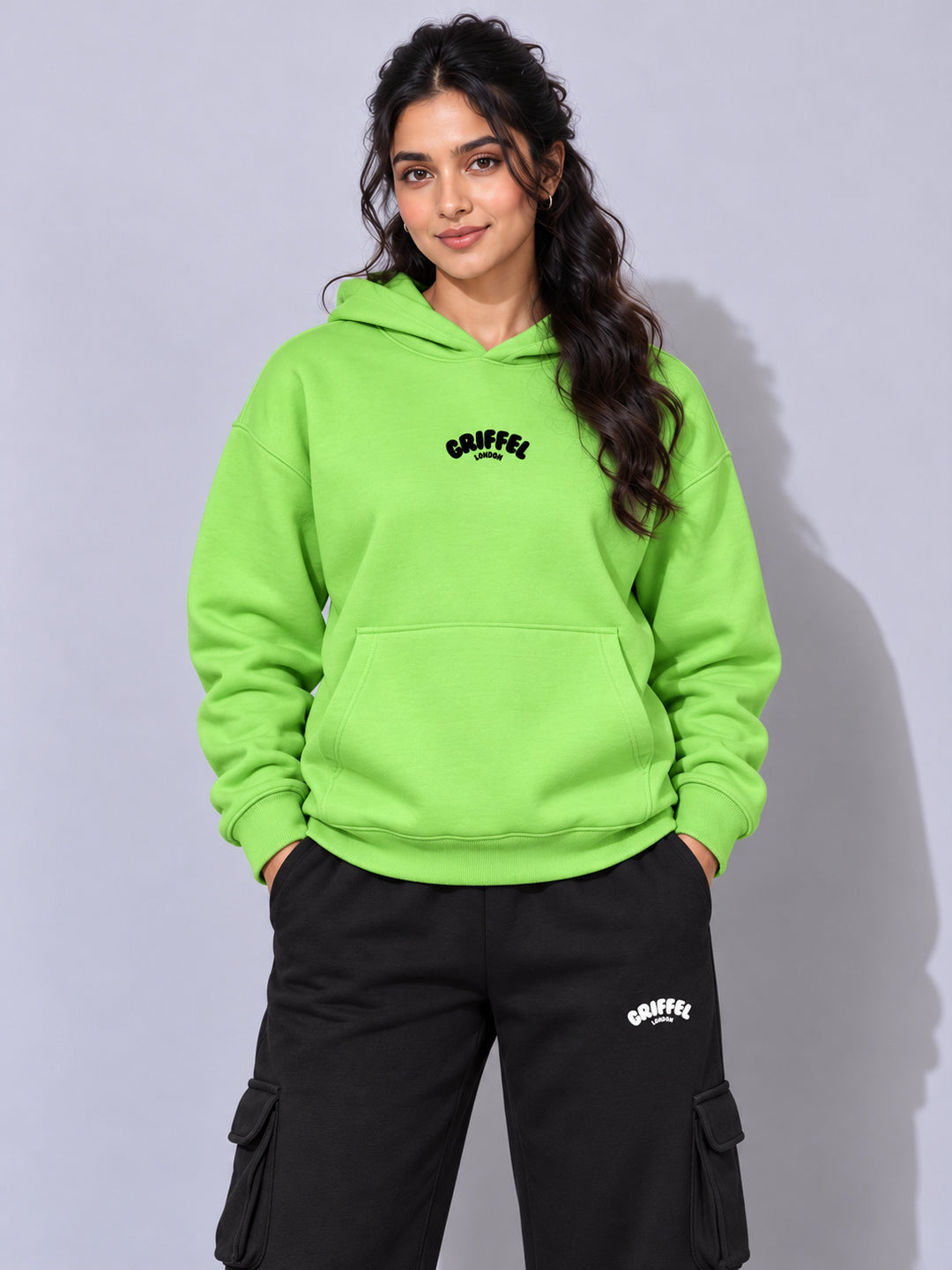 REBORN LOGO Cotton Fleece  Oversized Hoodie  For Women