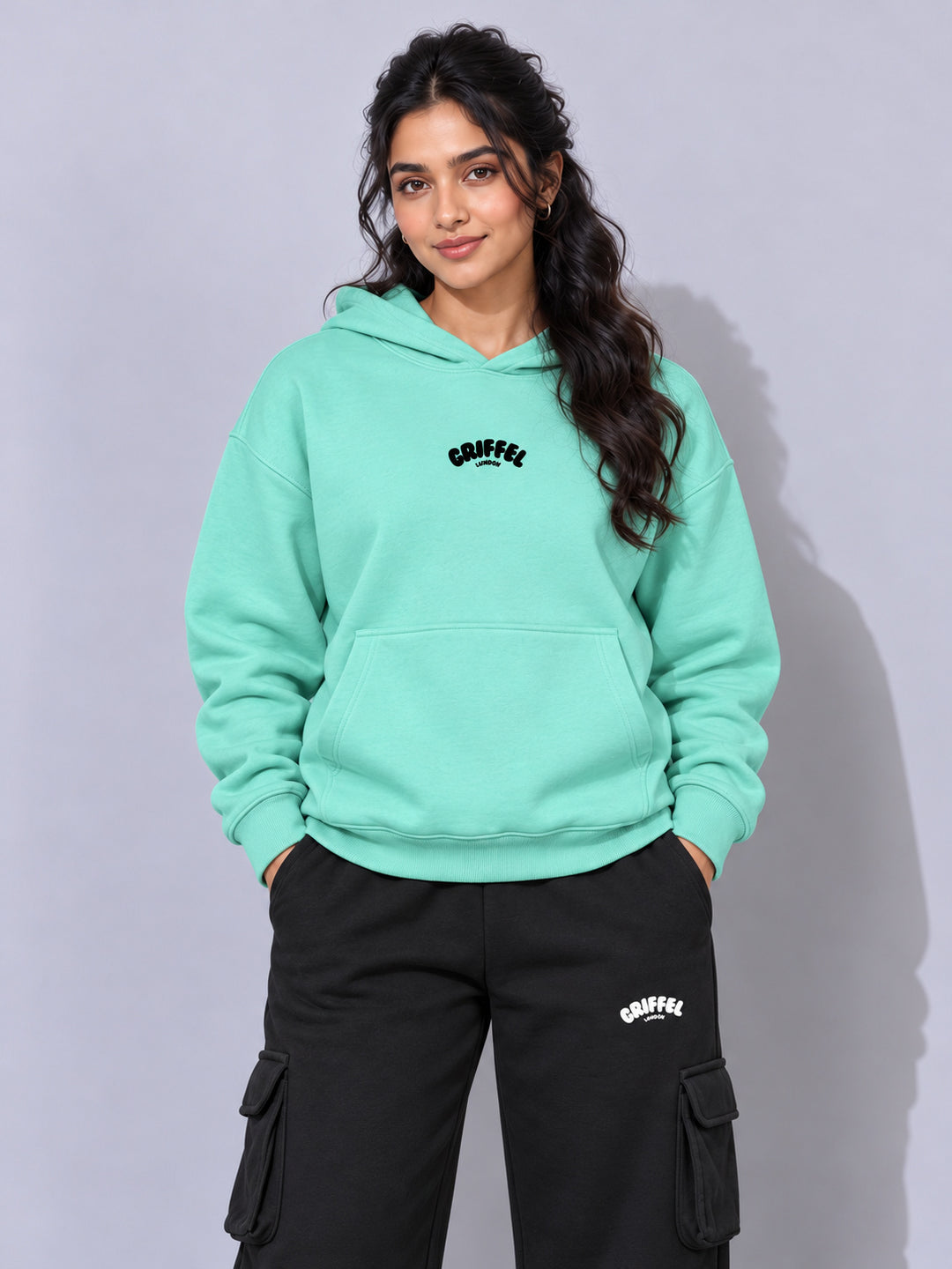 REBORN LOGO Cotton Fleece  Oversized Hoodie  For Women