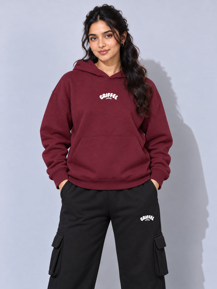 REBORN LOGO Cotton Fleece  Oversized Hoodie  For Women