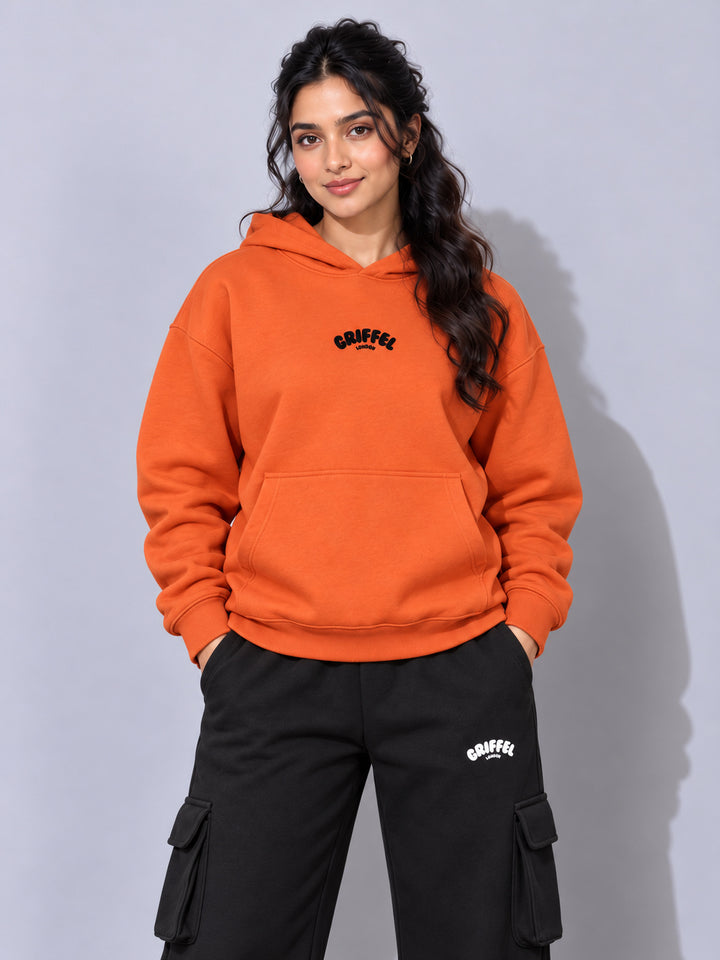 REBORN LOGO Cotton Fleece  Oversized Hoodie  For Women