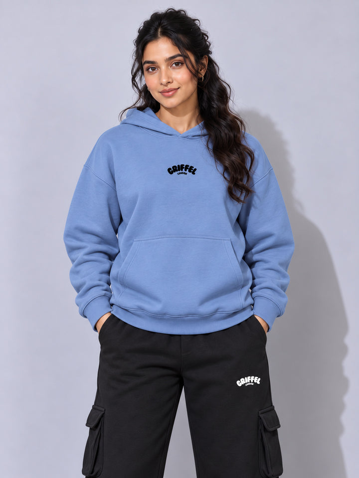 REBORN LOGO Cotton Fleece  Oversized Hoodie  For Women