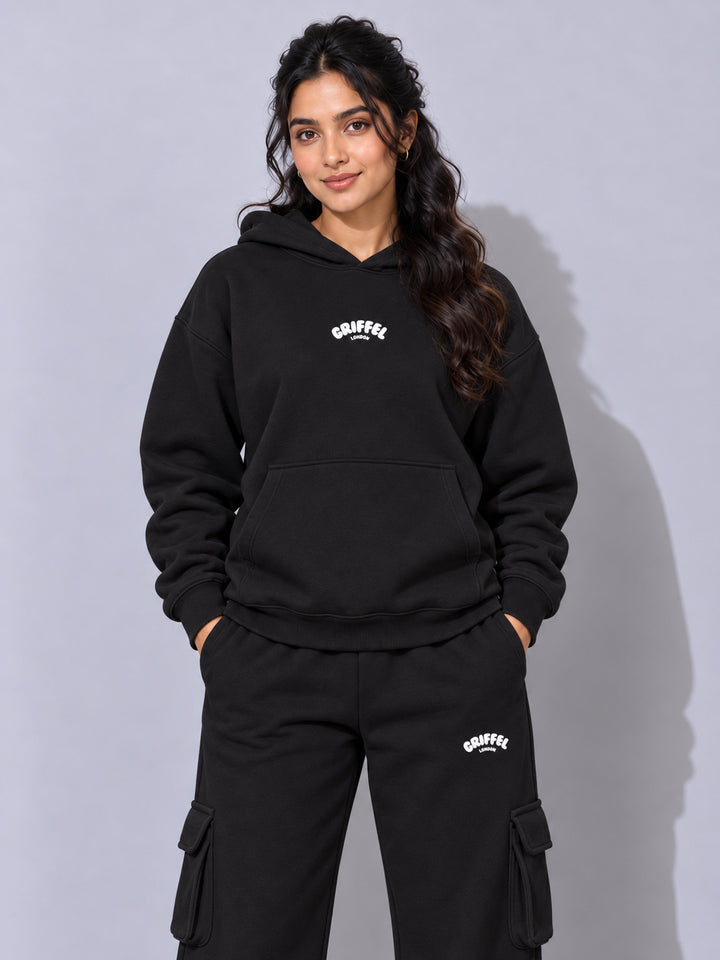 REBORN LOGO Cotton Fleece  Oversized Hoodie  For Women