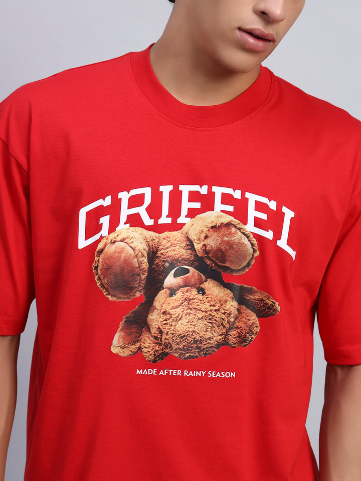 Upside down Teddy Oversized T-shirt Red Combo 🧸