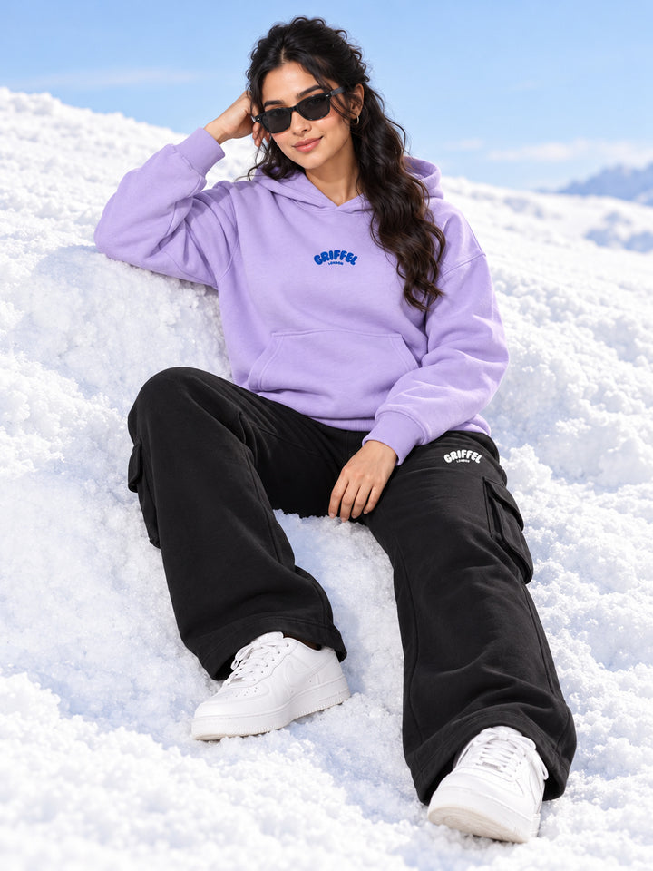 REBORN LOGO Cotton Fleece  Oversized Hoodie  For Women