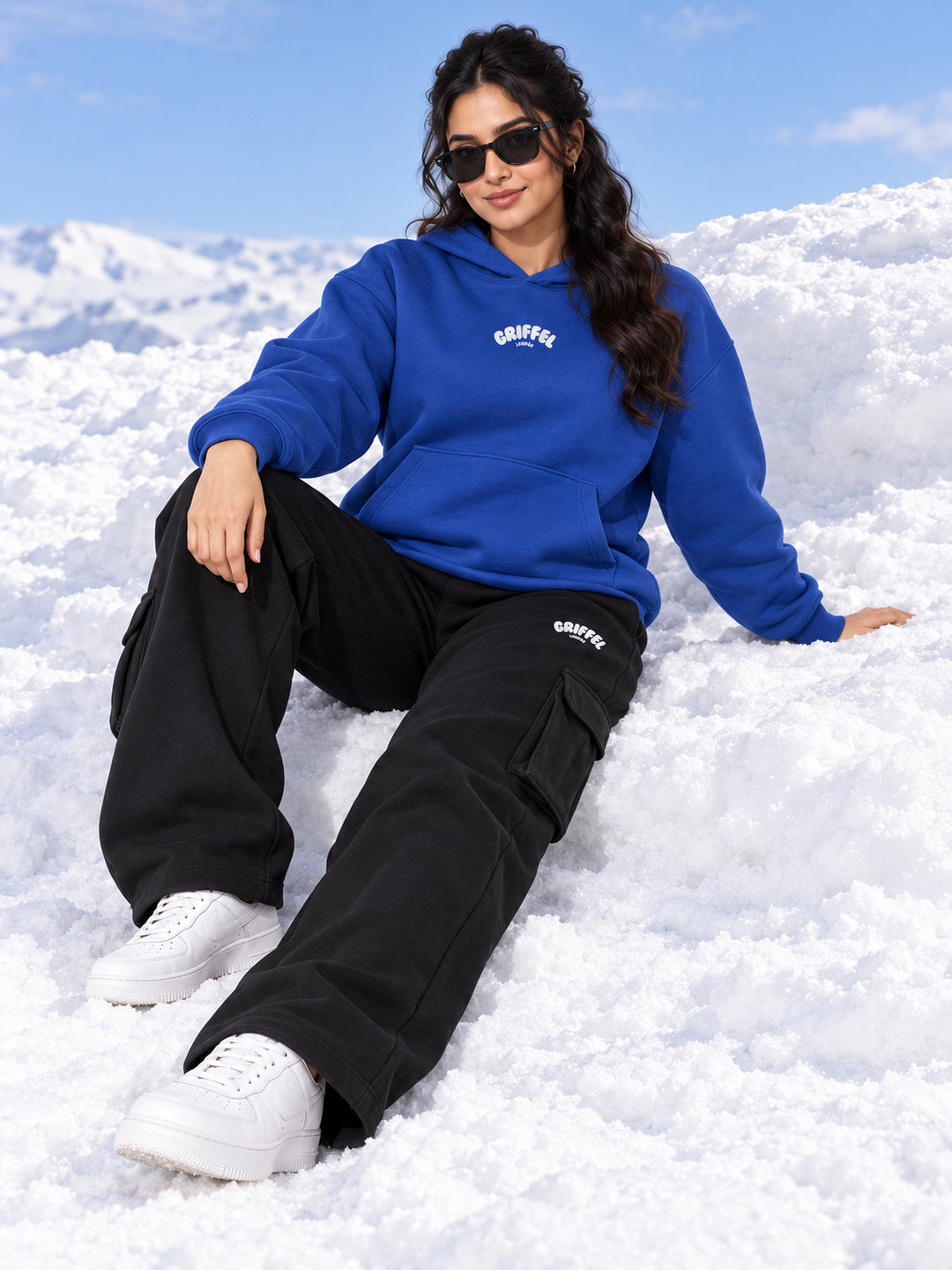 REBORN LOGO Cotton Fleece  Oversized Hoodie Tracksuit  For Women
