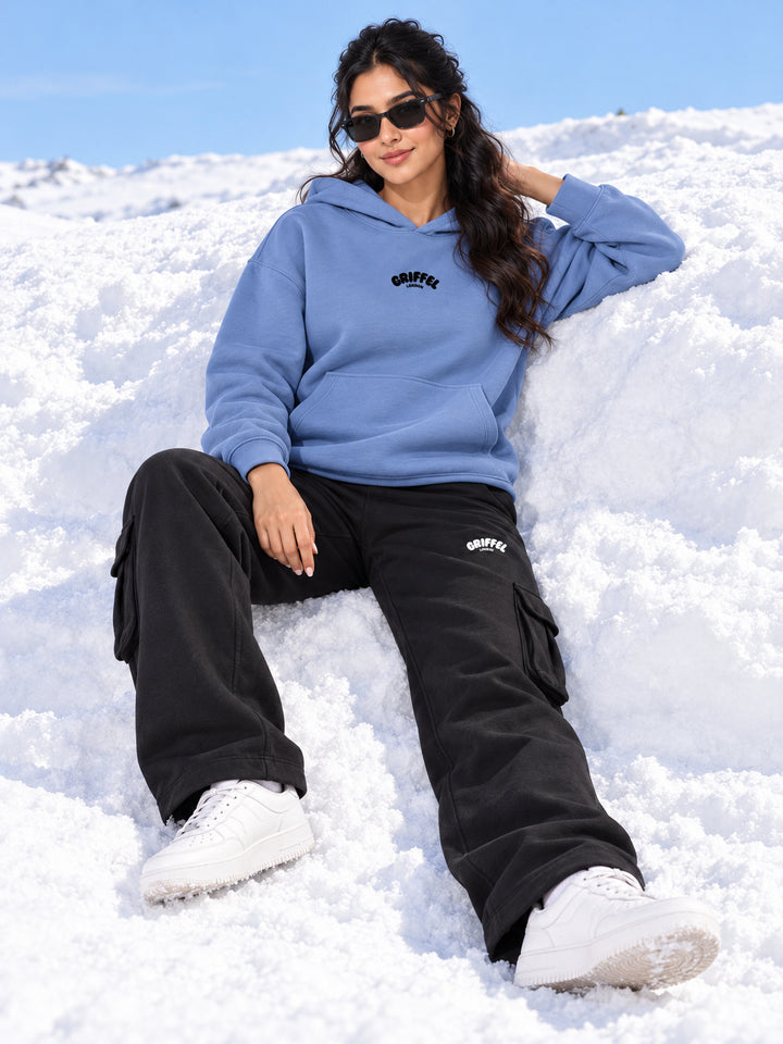 REBORN LOGO Cotton Fleece  Oversized Hoodie  For Women