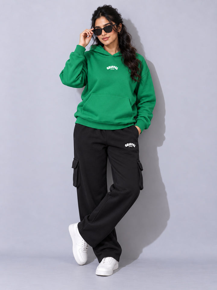 REBORN LOGO Cotton Fleece  Oversized Hoodie  For Women